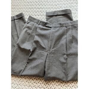 Vintage 90s Black and Tan Houndstooth Plaid Wool Dress Pants Size 38x31